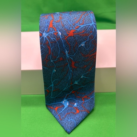 Neurons Blue Extra Long Tie - Picture 8 of 8